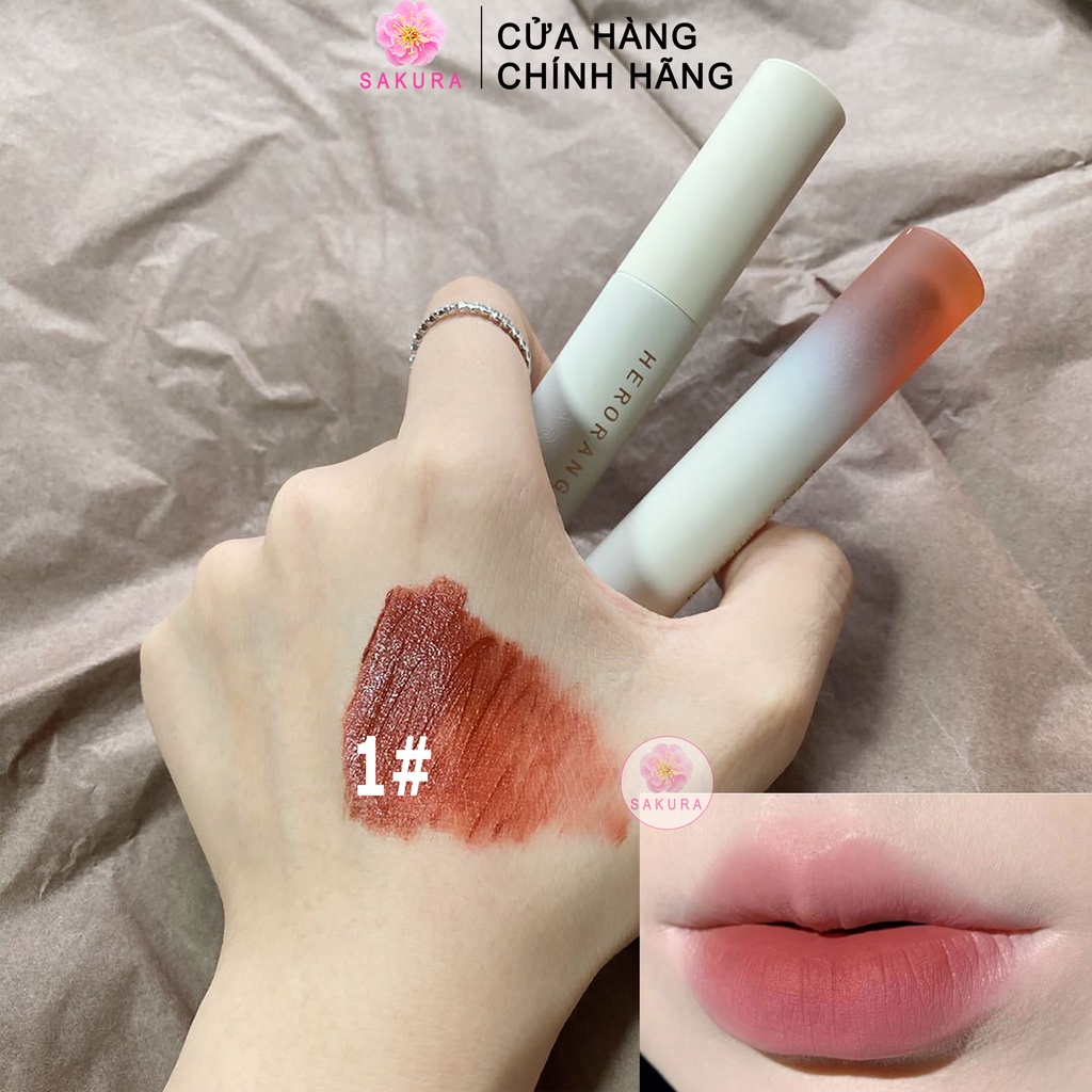 Son kem nhung lì môi Herorange xinh xắn dưỡng ẩm mềm mịn lâu trôi cao cấp nội địa trung SAKURA