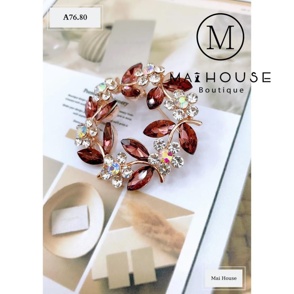 ( Ảnh Thật ) Cài áo_Charm Pha Lê Vòng Nguyệt Quế -Maihouse A76