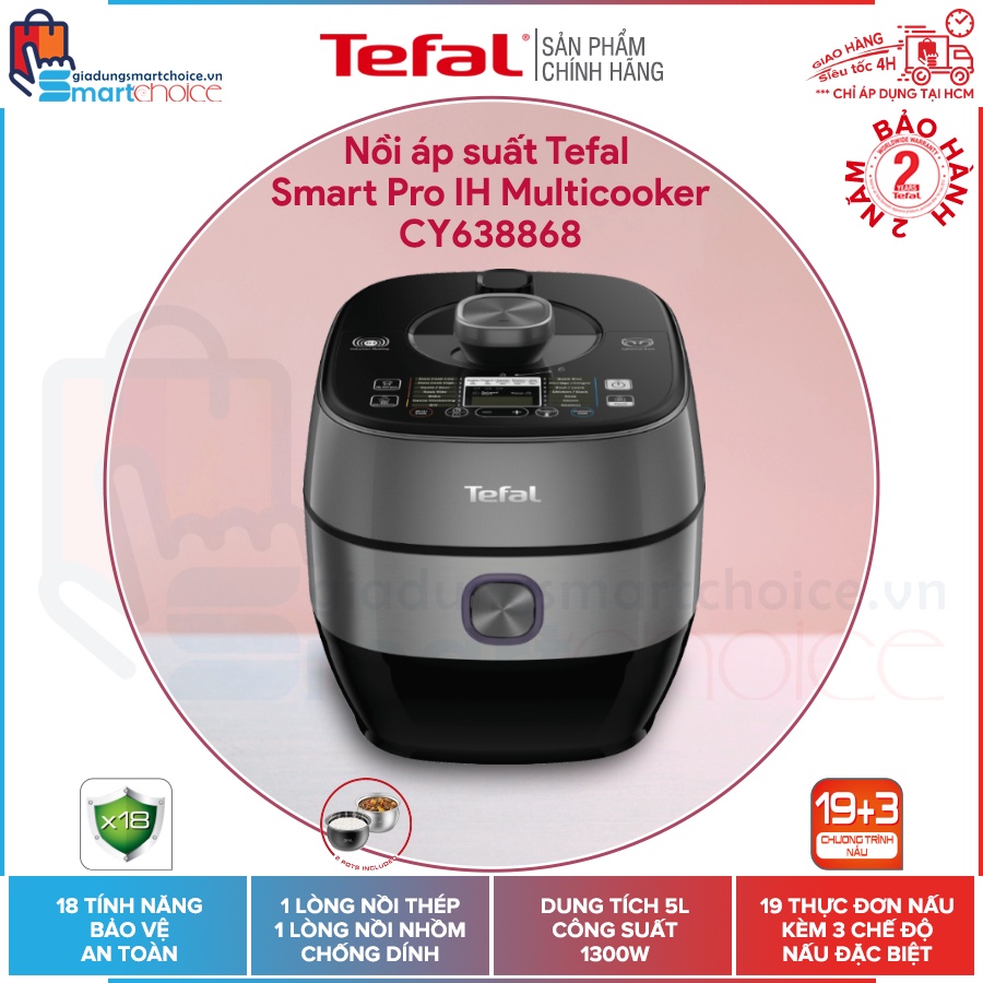 Nồi áp suất Tefal Smart Pro IH Multicooker CY638868 - 1300W, 5L