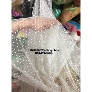 Vải voan lưới chấm bi nhung chất đẹp .