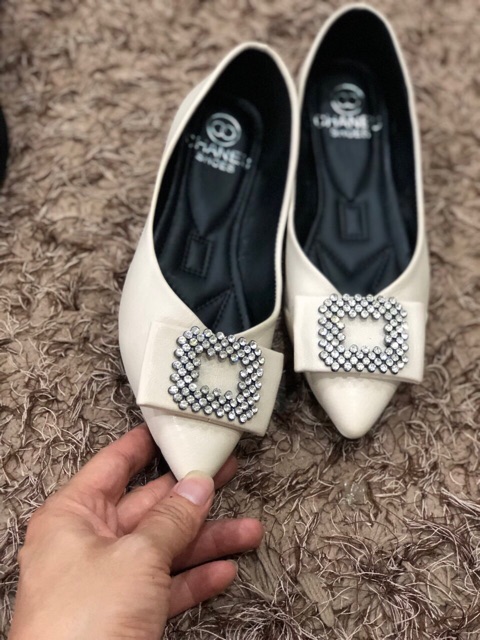 Giày bệt mũi nhọn da mềm khoá đá vuông(tặng tất) | BigBuy360 - bigbuy360.vn