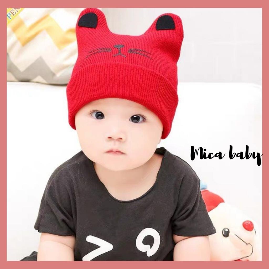 Mũ len hình mặt mèo dễ thương cho bé từ 3 tháng - 3 năm ML150 Mica Baby