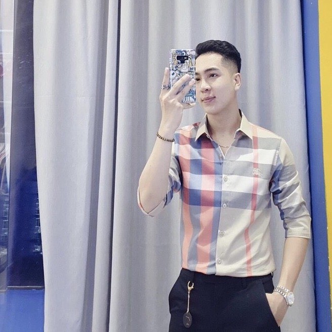 Áo somi nam dài tay sọc caro chất lụa mềm mịn không nhăn không sù vải dáng ôm body phong cách hàn quốc cheryfashion cs99