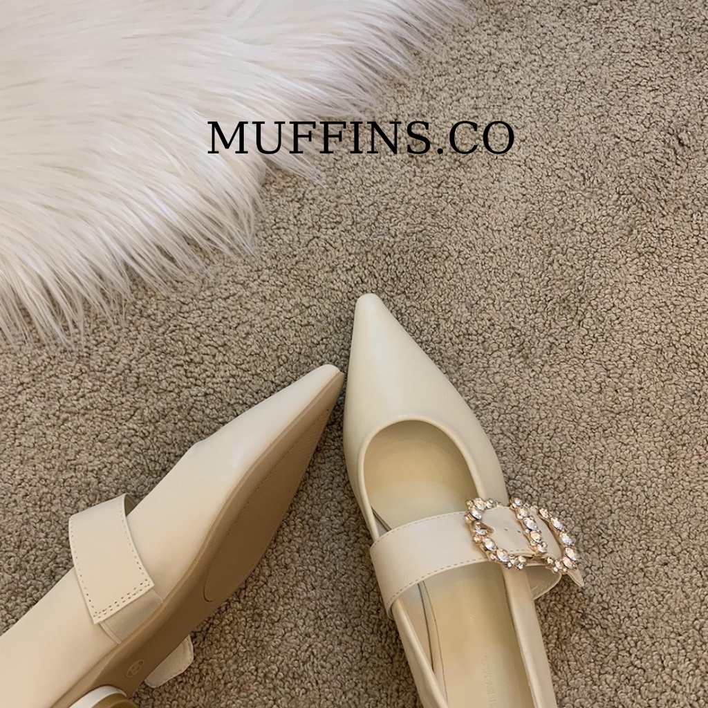 [SẴN HÀNG] Giày búp bê mũi nhọn Mary Jane retro nữ tính da mềm cao cấp