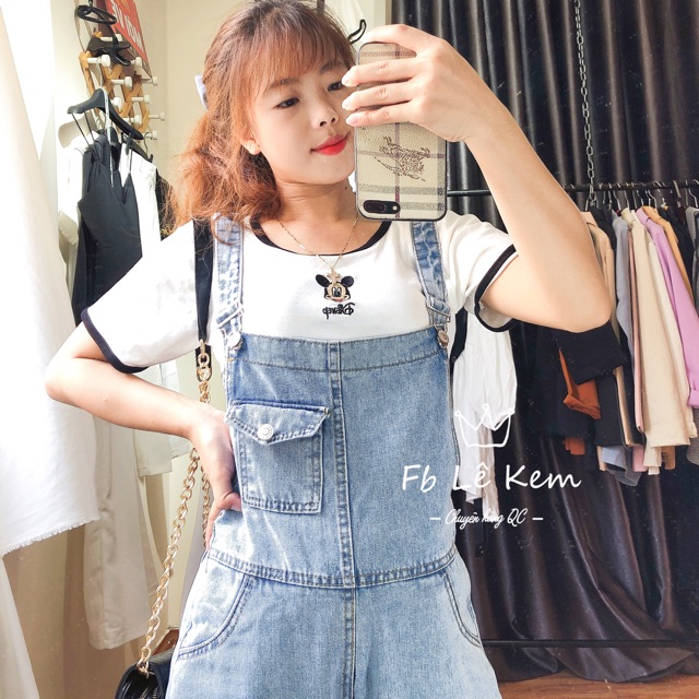 Yếm Quần Jeans Xanh Nhạt Xanh Đậm Rách Gối Mẫu Mới