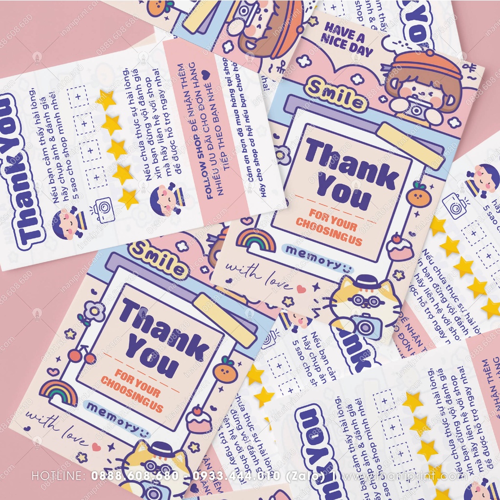 Giấy Cảm Ơn Kute, Card Thank You Dễ Thương, Thiệp Cám Ơn Khách Đã ...