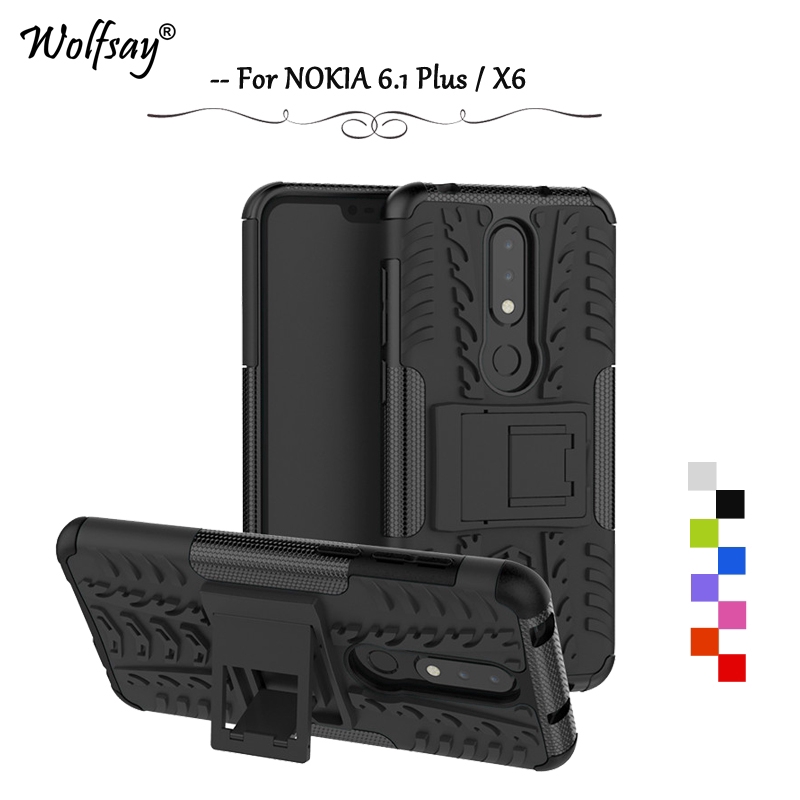Ốp điện thoại nhựa cao su cứng chống sốc bảo vệ toàn diện cho Nokia 6.1 Plus / Nokia X6