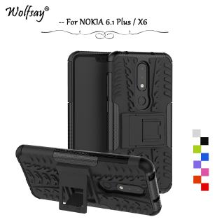 Ốp điện thoại nhựa cao su cứng chống sốc bảo vệ toàn diện cho Nokia 6.1 Plus / Nokia X6