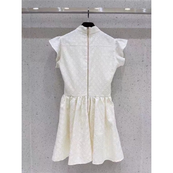 Váy xòe tiểu thư Louis Vuitton LV thiết kế tay bèo ôm eo sang trọng có khóa kéo phía sau