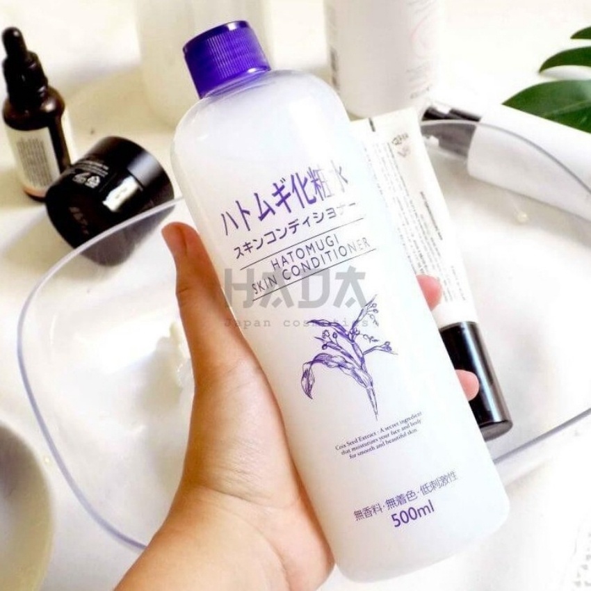 Nước Hoa Hồng Hatomugi Trắng Da Dưỡng Ẩm Hạt Ý Dĩ, Tonner Se Khít Lỗ Chân Lông, Sáng Da Nhật Bản 500ml
