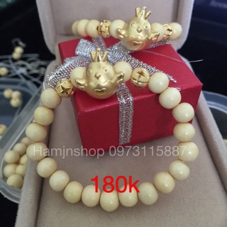 Vòng dâu tằm mix charm con gà mạ vàng cho bé 2018