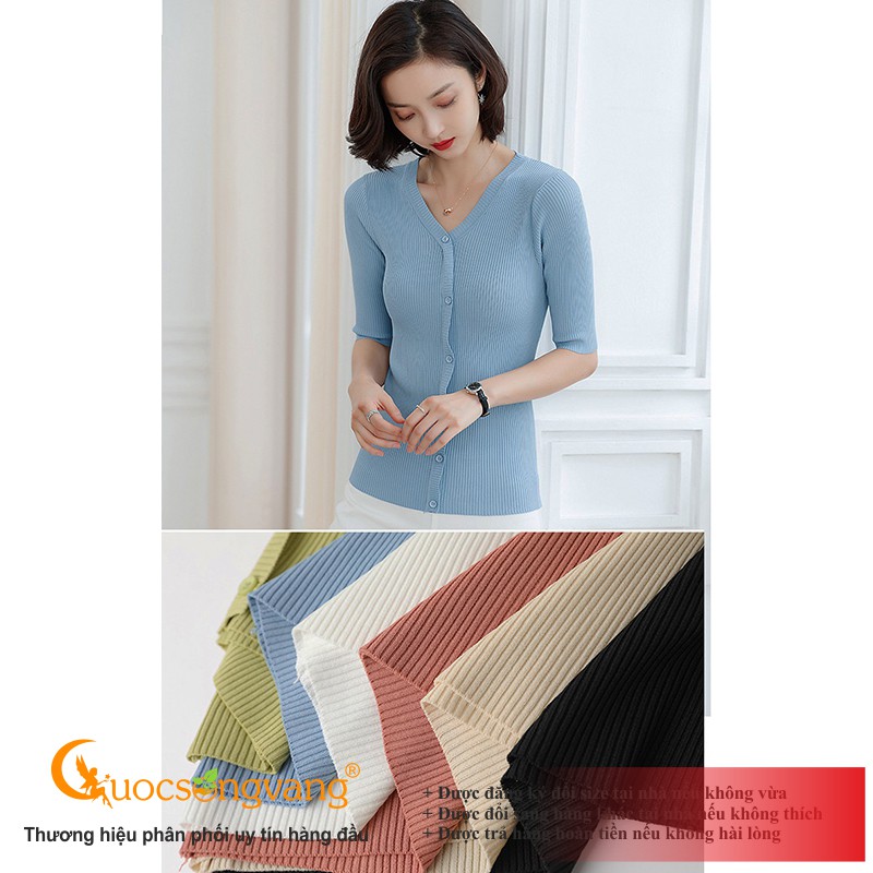 Áo thun nữ dệt kim mùa hè áo kiểu tay lỡ chải kỹ GLA273 Cuocsongvang