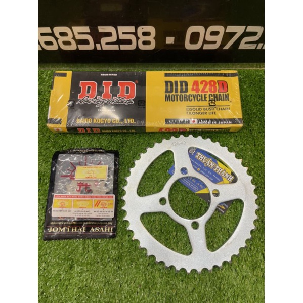 Nhông sên dĩa sport 9ly - Sên DD đen/Dĩa xi vuông/Nhông MT - Xipo/Satria