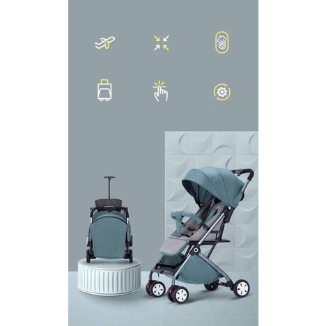 Xe đẩy em bé gấp gọn Anbeini điều chỉnh nhiều tư thế ngồi và nằm (tặng màng che)