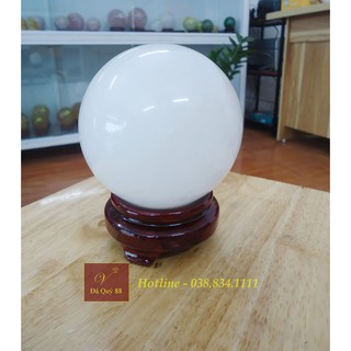 Quả cầu phong thủy mệnh thủy, kim đá hoa cương trắng tự nhiên đường kính 9,9cm