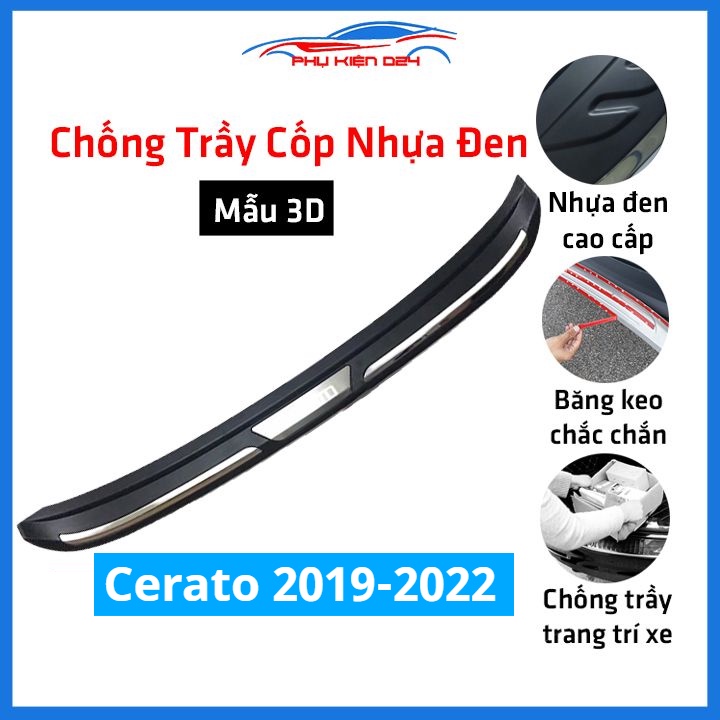 Ốp chống trầy cốp ngoài nhựa đen Cerato 2019-2020-2021-2022 hàng loại 1 dán cốp sau chống xước trang trí xe
