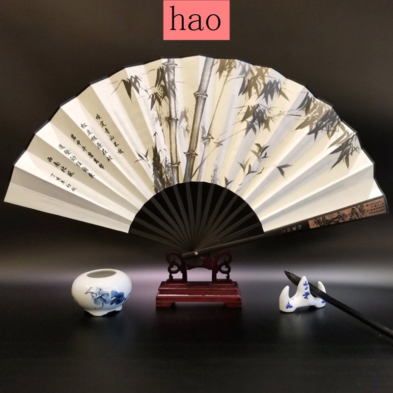Quạt Xếp Cầm Tay Bằng Gỗ Tre Điêu Khắc Họa Tiết Cổ Điển 10-inch Phong Cách Trung Hoa