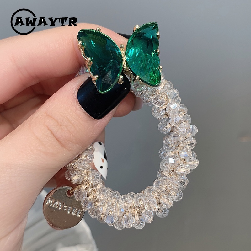 Dây buộc tóc đính đá pha lê thiết kế đơn giản thời trang cho nữ