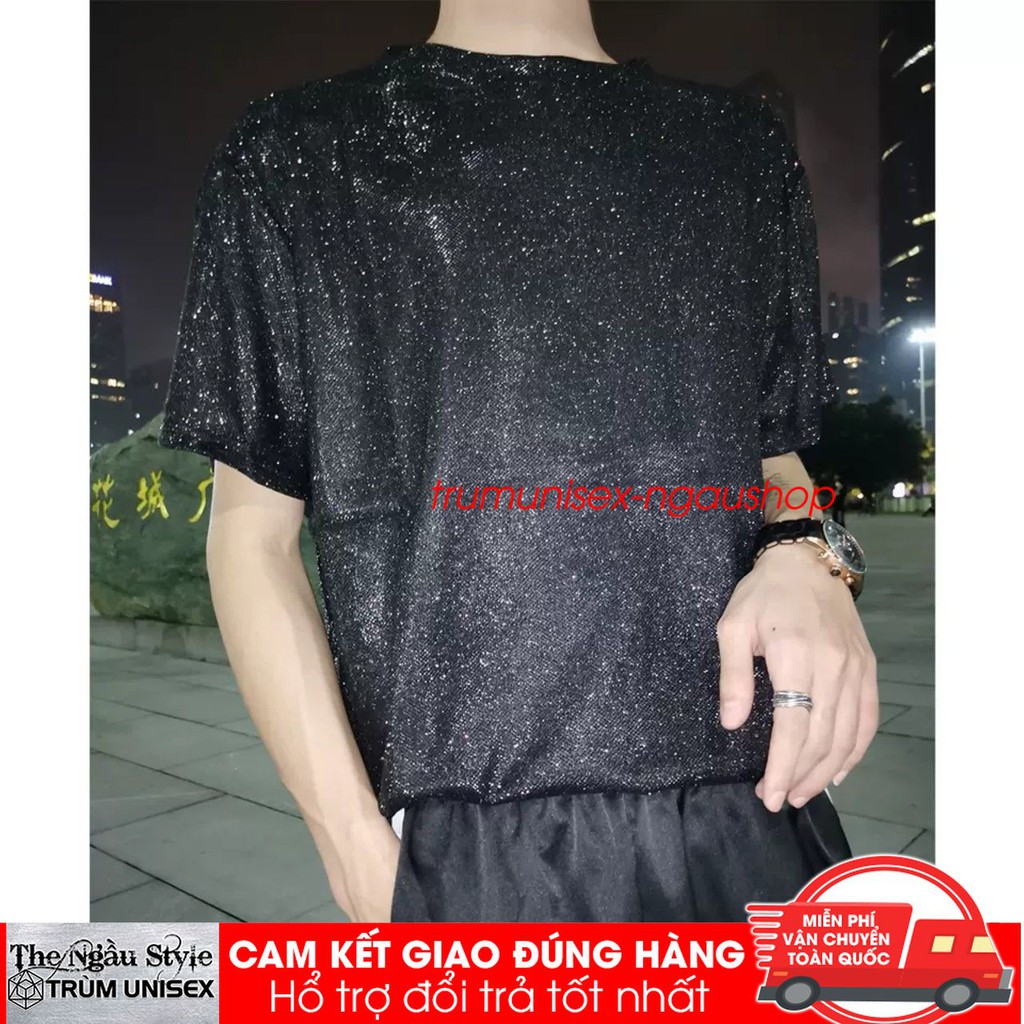 Áo thun stee form rộng tay lửng nam nữ hàn quốc Lấp Lánh Glemmy