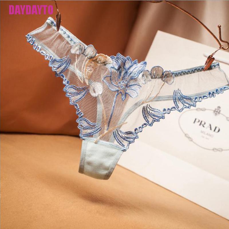 Quần Lót Cotton Lưng Thấp Phối Ren Trong Suốt Quyến Rũ Cho Nữ