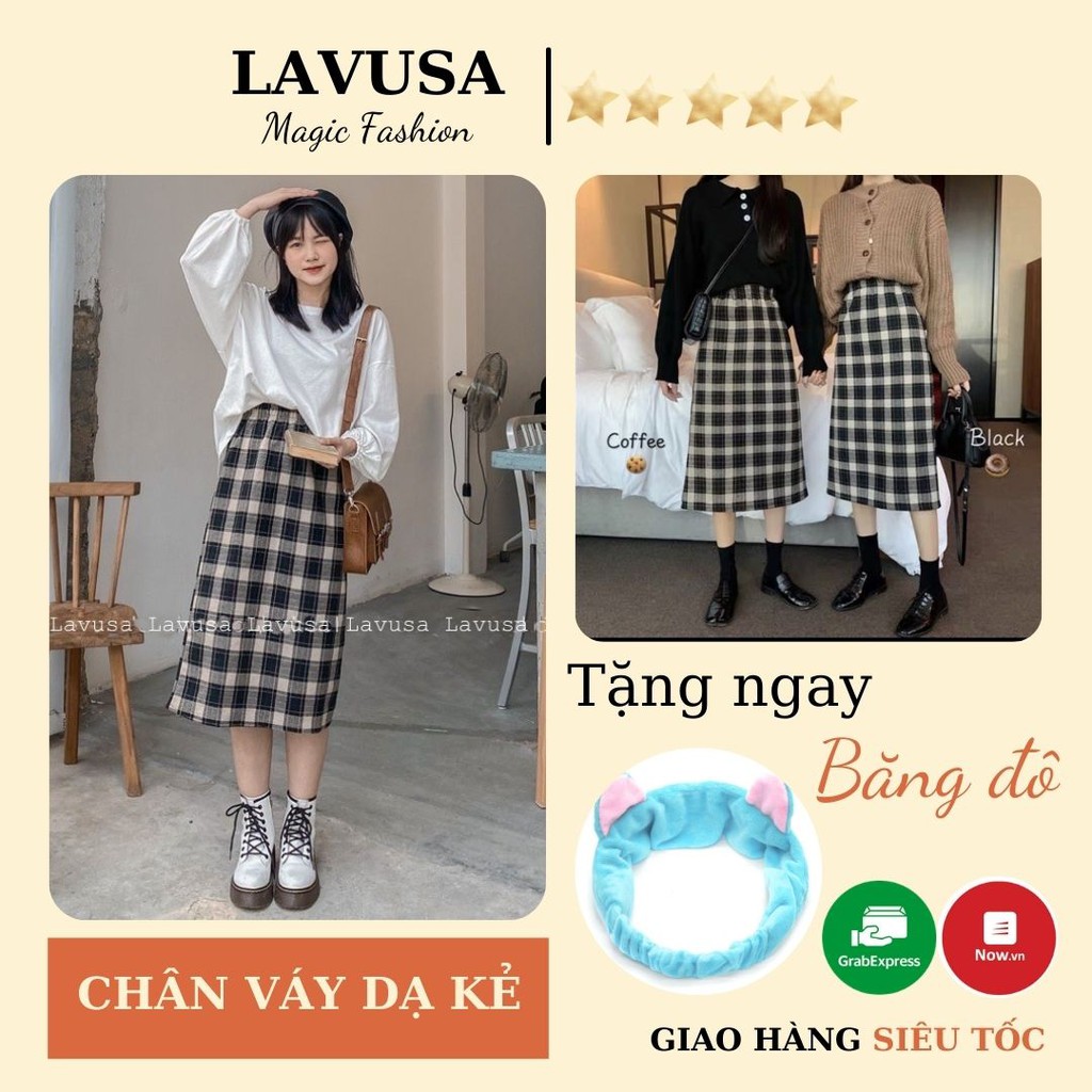 Chân Váy Dài 💖 𝘍𝘳𝘦𝘦𝘴𝘩𝘪𝘱 💖 Chân Váy Dạ Kẻ Ulzzang Dáng Dài Xinh Xắn Dễ Thương LAVUSA ( Ảnh Thật / Sẵn / Video ) CV12