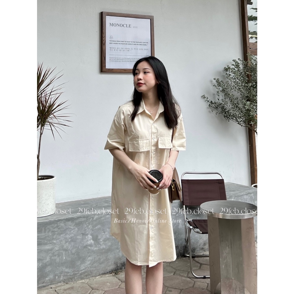 [Ảnh thật/Video] Váy sơ mi cộc tay túi hộp nhiều màu - 29feb.closet- V8 | BigBuy360 - bigbuy360.vn