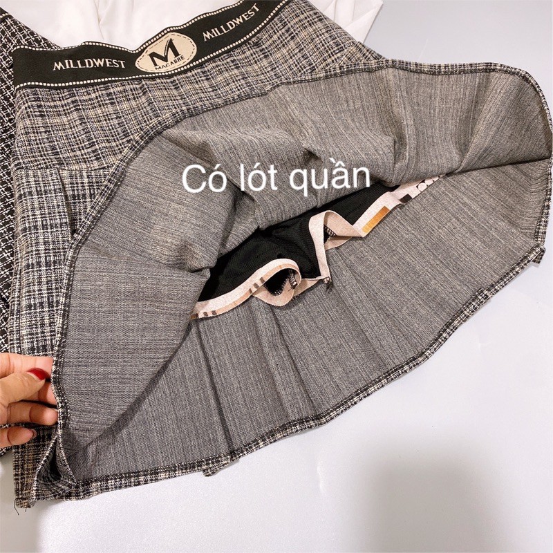Chân váy xếp ly chất dạ dày dặn có quần trong, Chân váy dạ dáng xòe cạp chun CV1522 - NhiNhi Shop | BigBuy360 - bigbuy360.vn
