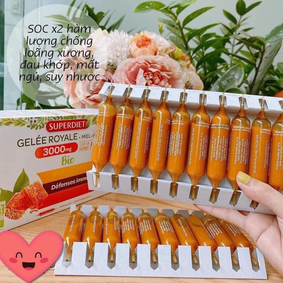 Sữa ong chúa Gelée Royale 3000mg BIO - hãng Superdiet - nội địa Pháp