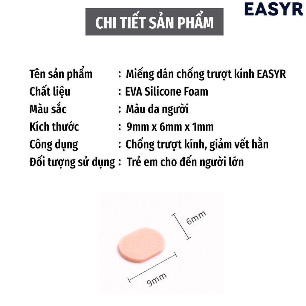 [MUA 1 TẶNG 1]Miếng Dán Chống Trượt Mắt Kính EASYR [FREESHIP] Không Hằn Sống Mũi, Giữ Kính Không Tuột Suốt Cả Ngày