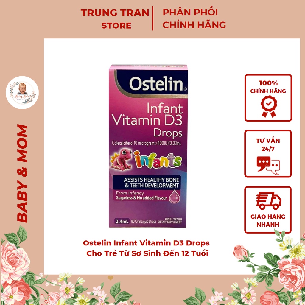 Vitamin D3 Ostelin Infant Drops Cho Trẻ Từ Sơ Sinh Đến 12 Tuổi - 2.4ml