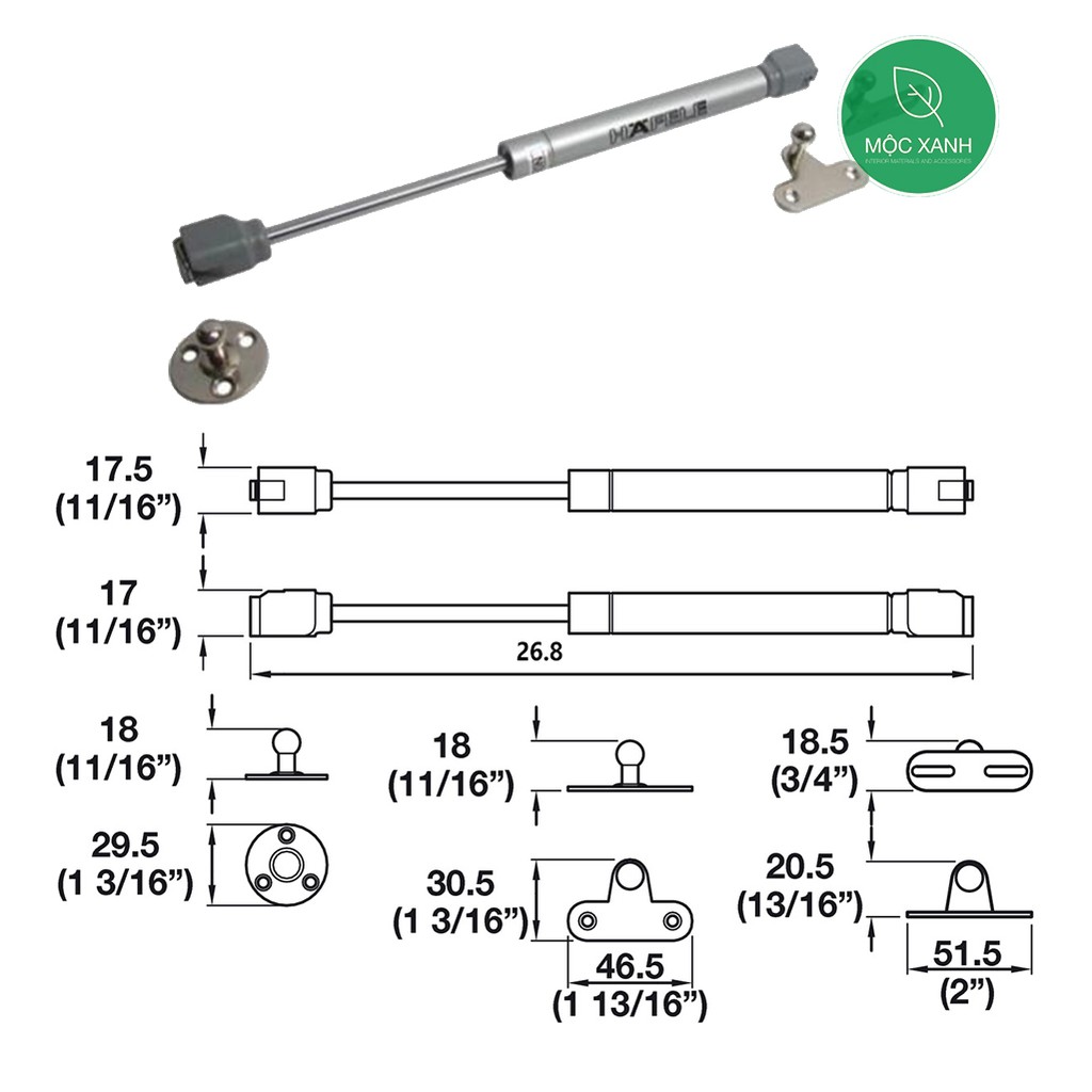 Piston nâng cánh tủ bếp Blum Hafele (Chính hãng)