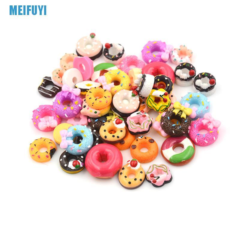 Set 10 mô hình bằng nhựa kiểu bánh donut dễ thương để trang trí nhà búp bê 439v