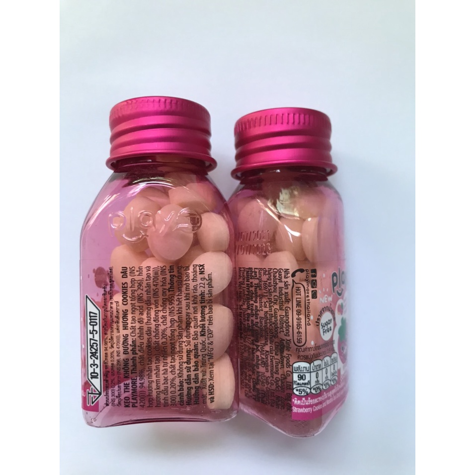 Kẹo The Không Đường Hương Dâu PLAY MORE Strawberry (Lọ 22g)