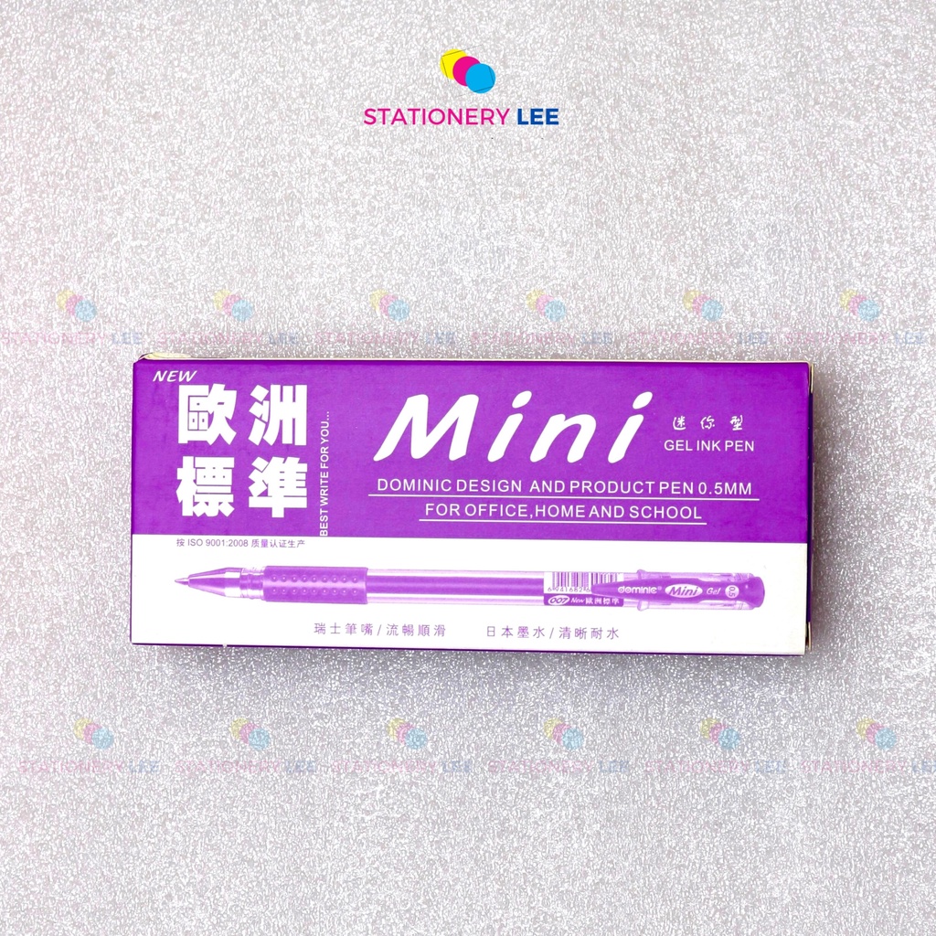 HỘP 12 BÚT NƯỚC MINI GEL (Đen, Xanh, Đỏ, Tím) (Dominic)