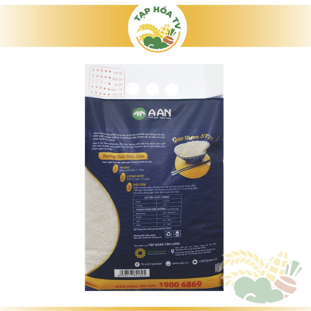 Gạo Đặc Sản Sóc Trăng ST25- Gạo A An túi 5kg - Gạo Ngon số 1 Thế Giới 2019 | BigBuy360 - bigbuy360.vn