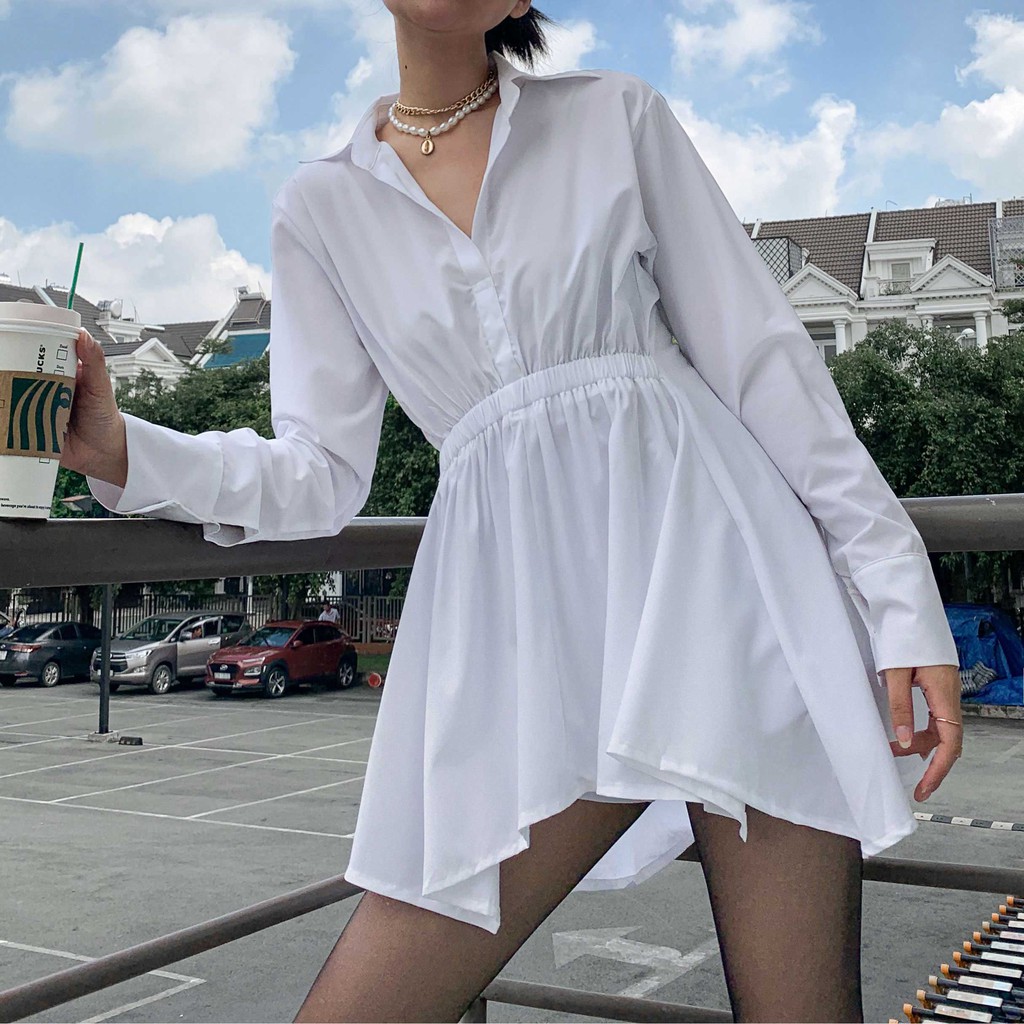 Set váy sơ mi AWTUMN SHIRT DRESS màu trắng | BigBuy360 - bigbuy360.vn