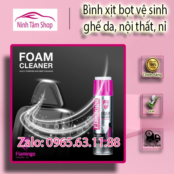 Combo 03 Chai xịt bọt Flamingo vệ sinh da làm sạch ghế da, nội thất ô tô F002 650 ml - Làm sạch ghế da, nỉ, taplo