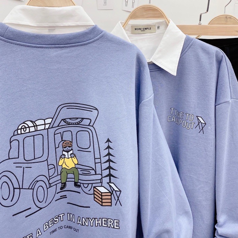 Áo Sweater Nỉ Lót Bông TIME Unisex | BigBuy360 - bigbuy360.vn