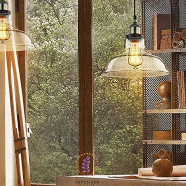Đèn thả restro chao thuỷ tinh màu hổ phách cổ điển TH038 trang trí nhà cửa quán xá  Anteico Decor Lighting