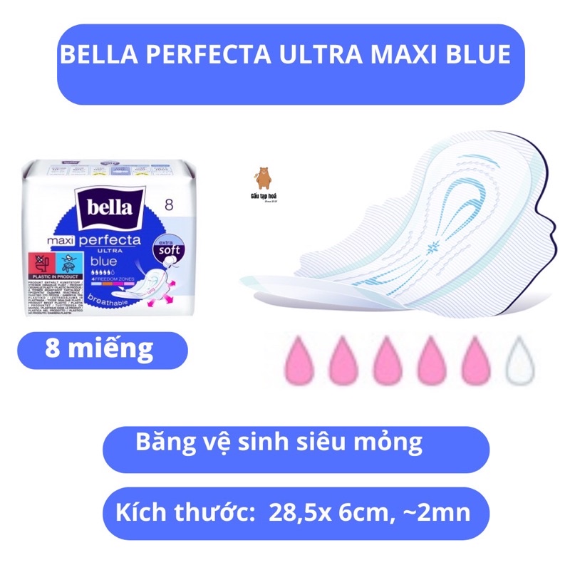 Băng vệ sinh BELLA có cánh, siêu mỏng, thấm hút nhanh, mềm mại nhập khẩu Pháp