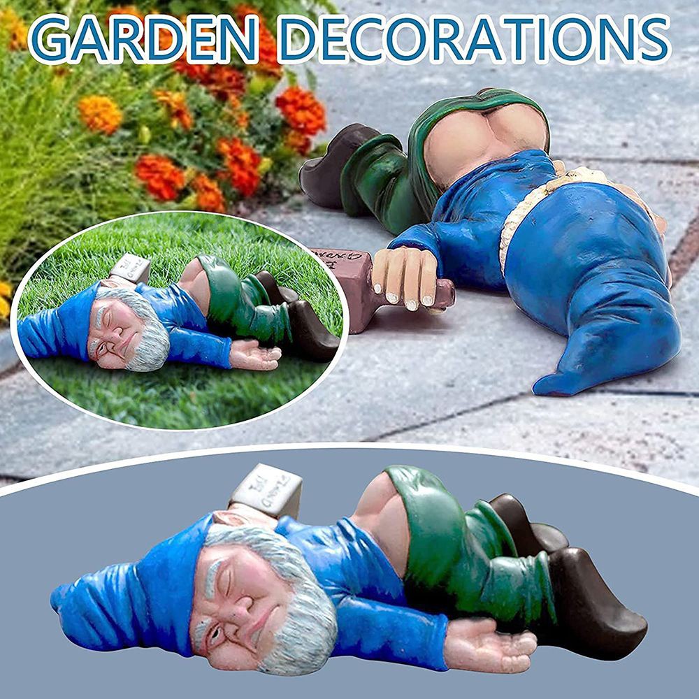 LUCKY For Outdoor Decor Funny Drunk Dwarf Yard Weather Resistant Gnomes Statue Sculpture Ornaments Resin Figurine Lawn Patio Home Decor/Multicolor