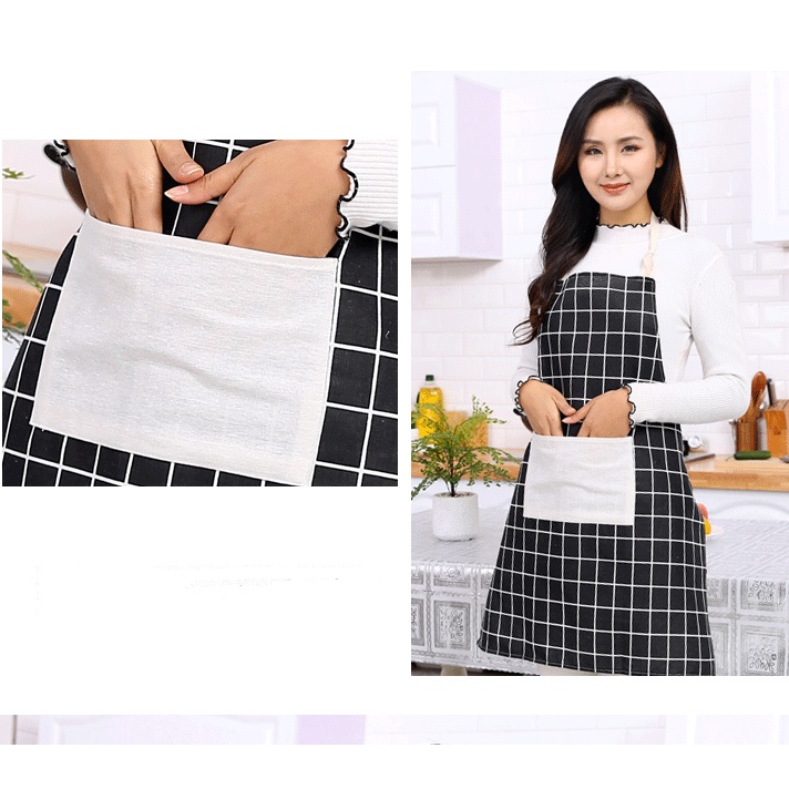Tạp Dề Nấu Bếp Bằng Vải Họa Tiết Kẻ Caro Rẻ Bền Đẹp 88208 Lavio Store