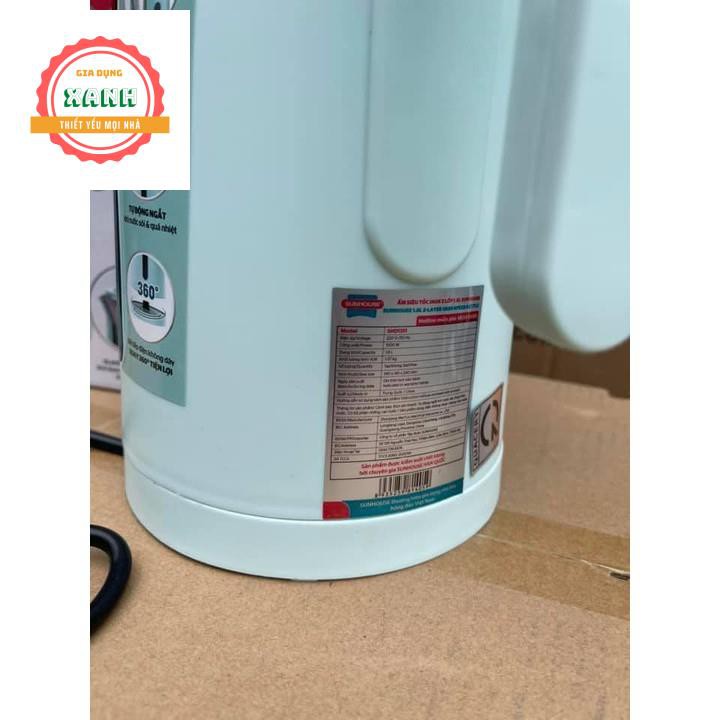 BÌNH ĐUN SIÊU TỐC SUNHOUSE SHD1351 DUNG TÍCH 1.8 Lít ,Ấm siêu tốc CHÍNH HÃNG