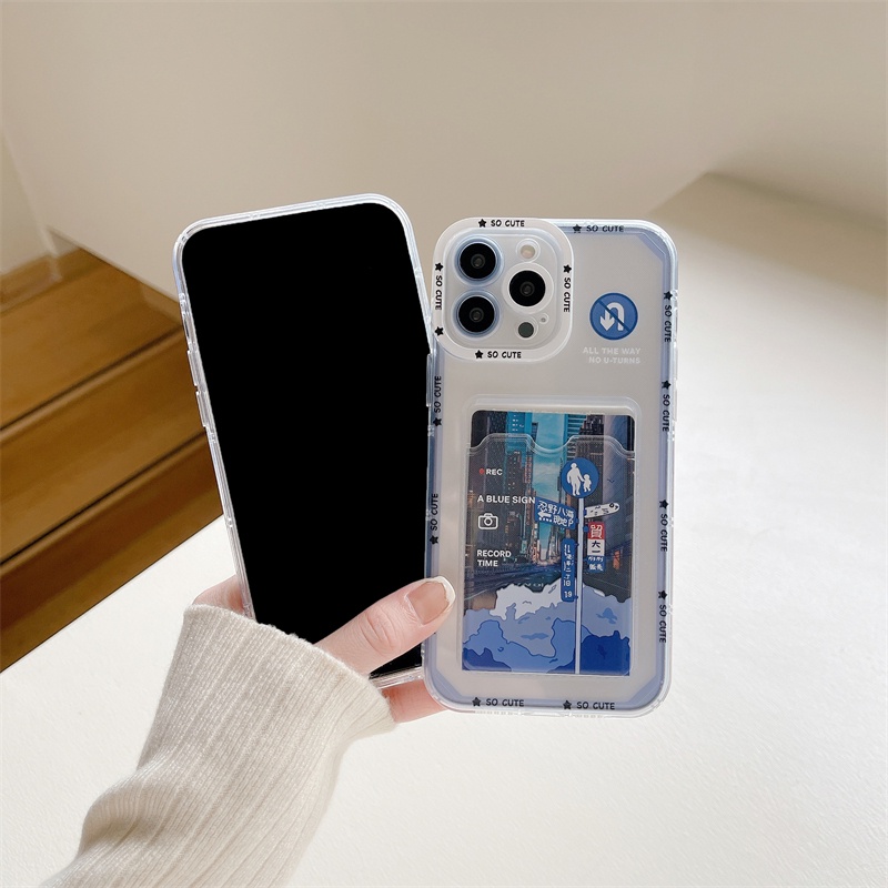 Ốp Điện Thoại TPU Mềm Trong Suốt Có Túi Khí Chống Rơi Và Ngăn Đựng Thẻ Cho iPhone 14 13 12 11 Pro Max XR XS 8 / 7 Plus