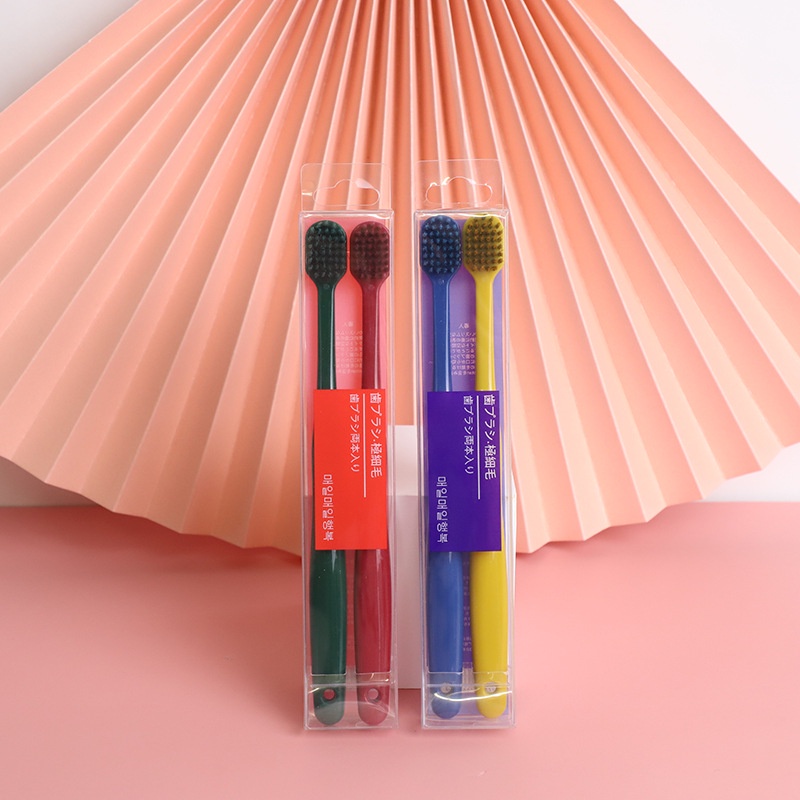 Bộ 2 Bàn Chải Đánh Răng Sợi Than Tre Mềm Mại Màu Macaron Kiểu Nhật Bản Cho Cặp Đôi