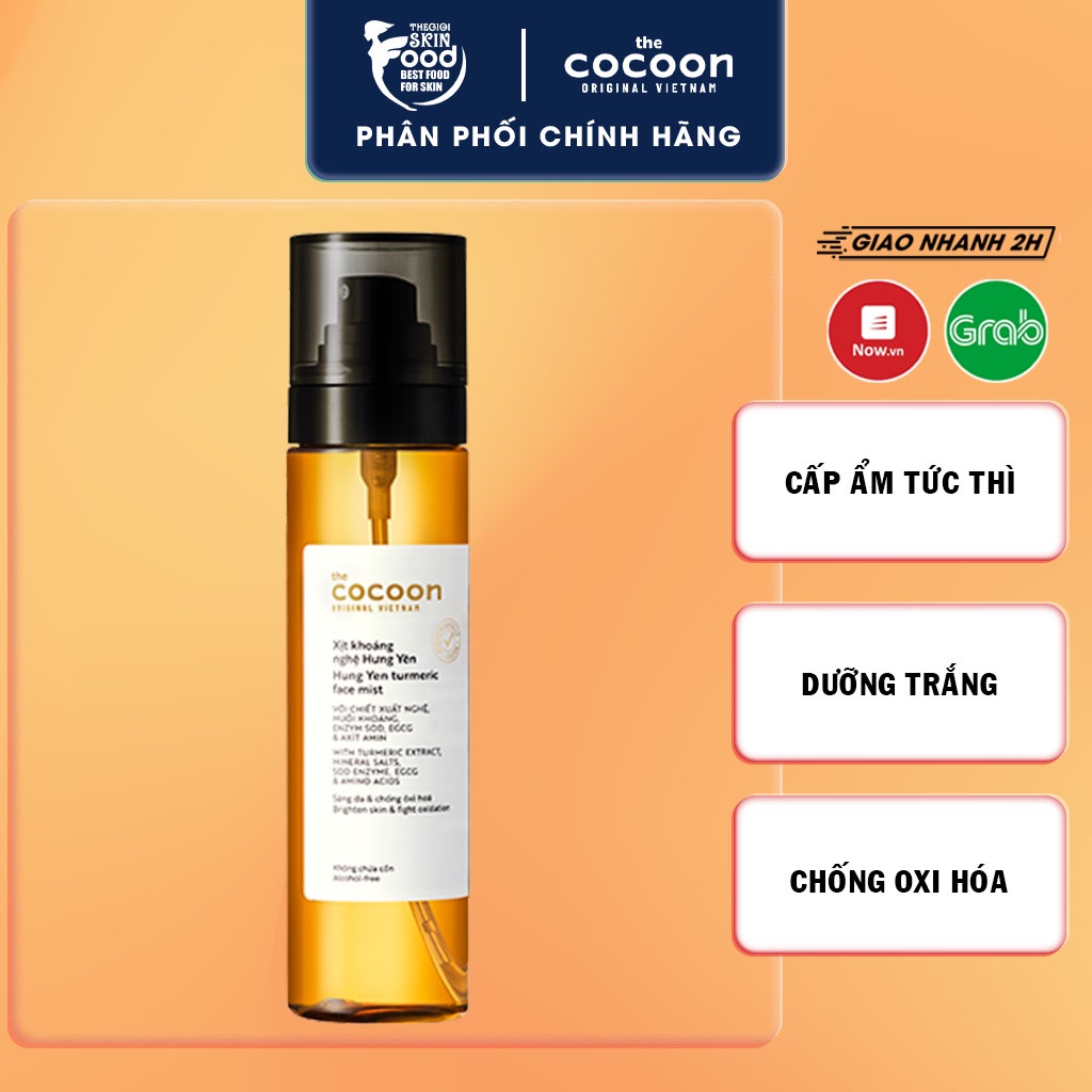 Xịt Khoáng Nghệ Hưng Yên Giúp Thư Giãn Cấp Ẩm Tức Thì, Sáng Da Và Chống Oxy Hóa Cocoon Turmeric Face Mist 130ml