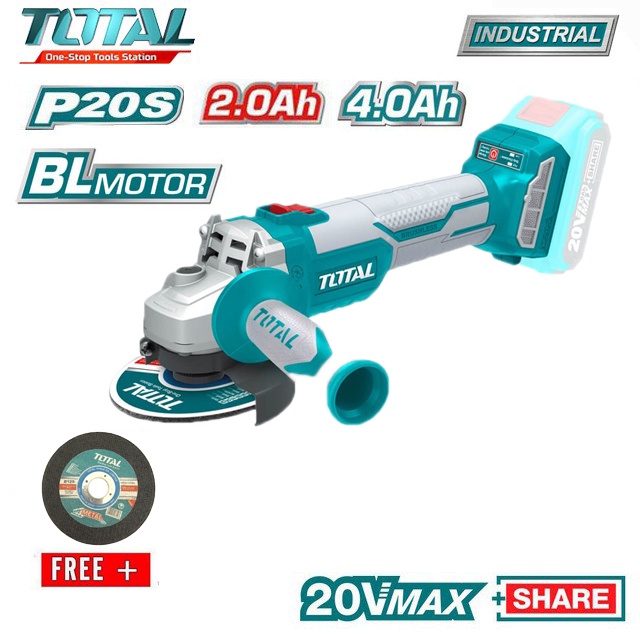 MÁY MÀI GÓC DÙNG PIN TOTAL 20V MOTOR KO CHỔI THAN TAGLI1002 ( không kèm pin và sạc )