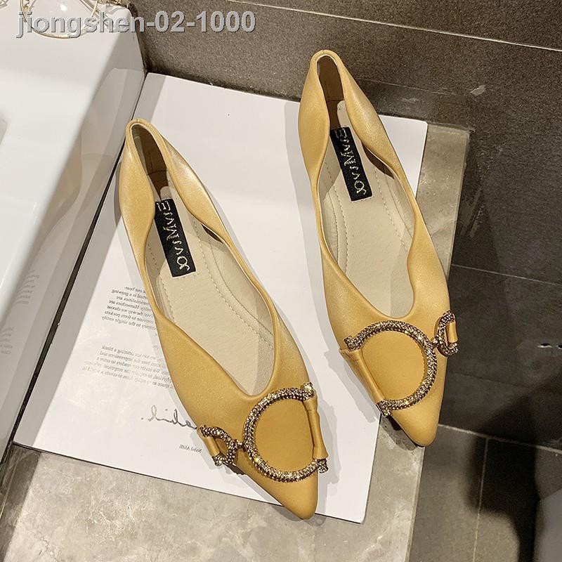 ✖۞▫Giày búp bê mũi nhọn thiết kế thời trang màu đào/vàng/xanh lá size 35-39 cho nữ | BigBuy360 - bigbuy360.vn