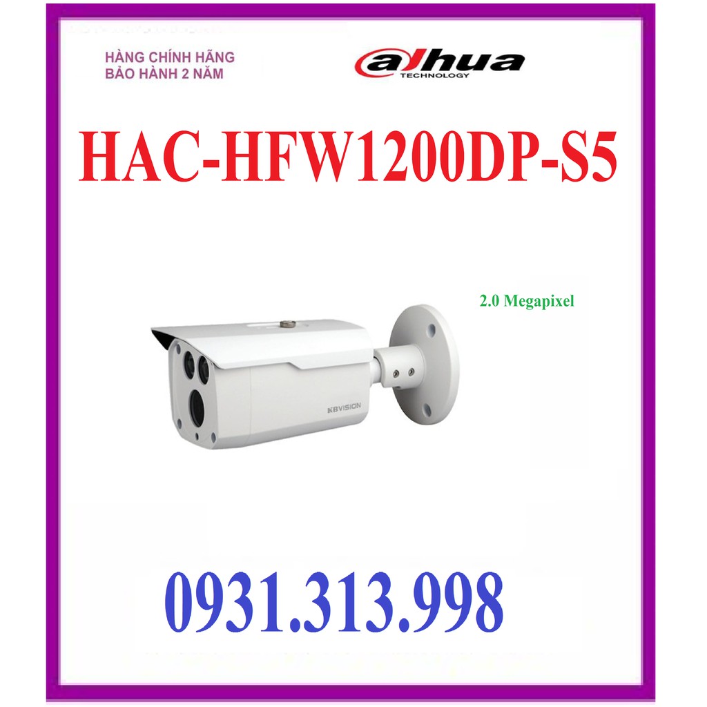 Camera 2.0 Megapixel DAHUA HAC-HFW1200DP-S4 (MÃ MỚI: HAC-HFW1200DP-S5)