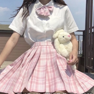 Chân váy xếp ly JK【Gift bow tie】 lưng cao phong cách Hàn Quốc